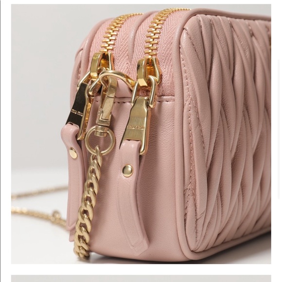Miu Miu Jewelled Logo Matelasse Crossbody Pink Bag - Picture 3 of 13